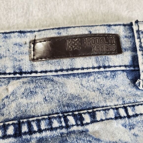 Brooklyn Xpress Jeans Mens 36x34 Blue Denim Stretch Flat Front Straight Leg Logo - Picture 6 of 9